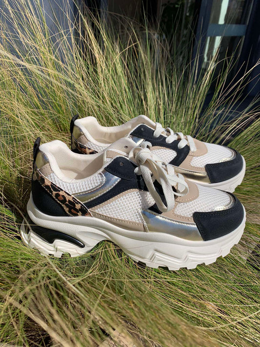 Statement Sneaker met Metallic & Animal Print
